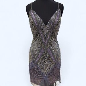 Designer Valiant Paris heavily beaded mini dress